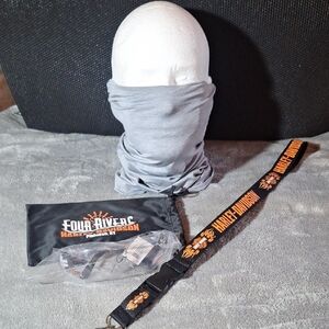 NWT Harley-Davidson Lanyard, Riding glasses and gray neck gaiter